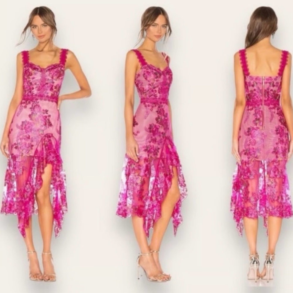 Bronx And Banco New Eva Midi Gown In Fuchsia Size M - Picture 2 of 16